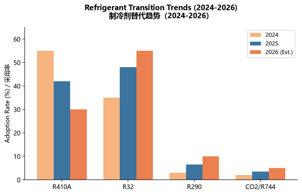 Calendrier de transition des fluides frigorigènes pour les systèmes de chauffage, ventilation et climatisation (CVC) présentant le programme de réduction progressive des coûts en vertu de l'amendement de Kigali